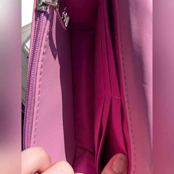 Badgley Mischka Diamond Quilted Crossbody Bag With Pearls Purple (New) - Picture 11 of 14